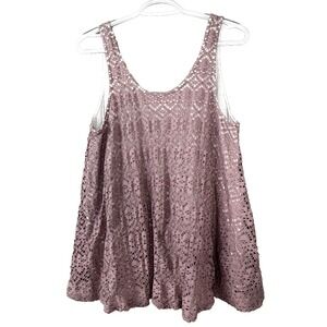 Anthropologie Deletta Medium Swing Tank Layered Lace Cut Out Boho Indie Fairy